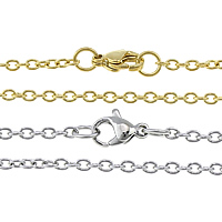 нержавеющая сталь цепочка для ожерелья, Другое покрытие, Овальный цепь, Много цветов для выбора, 3x2.30x0.50mm, длина:Приблизительно 24 дюймовый, продается Лот