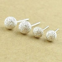 Zinc Alloy Stud Earring Round silver color plated & stardust nickel lead & cadmium free Sold By Pair
