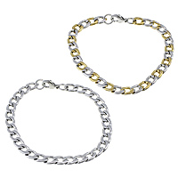 Stainless Steel Jewelry Bracelet, plated, curb chain, more colors for choice, 10x7x2mm, Length:Approx 8.5 Inch, Sold By Lot