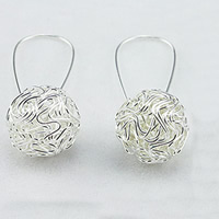 Iron Drop Earring Round silver color plated nickel lead & cadmium free 16mm Sold By Pair