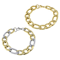 Stainless Steel Jewelry Bracelet, plated, figaro chain, more colors for choice, 25x13x3.5mm, 20.5x13.5x3.5mm, Length:Approx 8.5 Inch, Sold By Lot