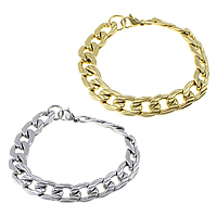 Stainless Steel Jewelry Bracelet, plated, twist oval chain, more colors for choice, 17x11.50x3mm, Length:Approx 8.5 Inch, Sold By Lot