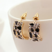 Zinc Alloy Stud Earring stainless steel post pin gold color plated enamel & with rhinestone nickel lead & cadmium free Sold By Pair