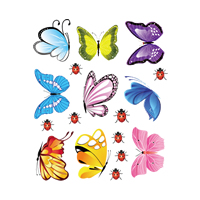 Wand-Sticker, PVC Kunststoff, Schmetterling, Klebstoff, 160x210mm, 10SetsSatz/Menge, verkauft von Menge