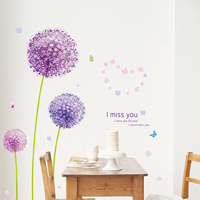 Wall Stickers & Decals, PVC Plastic, Dandelion, adhesive & with letter pattern, 500x700mm, 10Sets/Lot, Sold By Lot