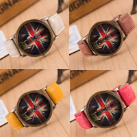 Women Wrist Watch Zinc Alloy with PU Leather & Glass Flat Round antique bronze color plated brushed & for woman nickel lead & cadmium free 40mm Length Approx 9 Inch Sold By PC