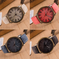 Women Wrist Watch, Tibetan Style, with PU Leather & Glass, Flat Round, antique bronze color plated, brushed & for woman, more colors for choice, nickel, lead & cadmium free, 40mm, Length:Approx 9 Inch, Sold By PC