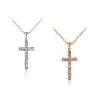 Zinc Alloy Jewelry Necklace with iron chain with 5cm extender chain Cross plated oval chain & with rhinestone nickel lead & cadmium free Sold Per Approx 18 Strand