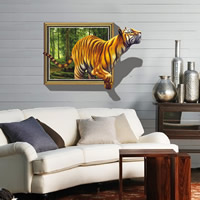3D Wall Stickers, PVC Plastic, Tiger, adhesive, 1000x700mm, 10Sets/Lot, Sold By Lot