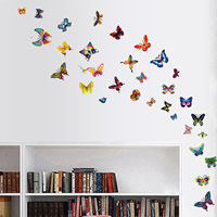 Wall Stickers & Decals, PVC Plastic, Butterfly, adhesive, 1200x350mm, 10Sets/Lot, Sold By Lot