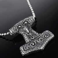 Titanium Steel Pendants, Hammer of Thor, for man & blacken, 31x35x4.50mm, Hole:Approx 3-5mm, 3PCs/Lot, Sold By Lot