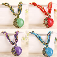 Resin Necklace, Tibetan Style, with Nylon Cord & Glass Seed Beads & Resin, with 5cm extender chain, Peacock, antique gold color plated, imitation turquoise & with rhinestone, more colors for choice, nickel, lead & cadmium free, 35x50mm, Sold Per Approx 16.5 Inch Strand