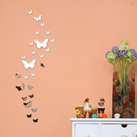 Наклейки на стену, Полистирол, бабочка, Зеркало эффект, 600x450mm, продается PC