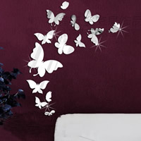 Wall Stickers & Decals, Polystyrene, Butterfly, mirror effect & adhesive, 600x400mm, Sold By PC