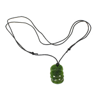 agate mousse collier de chandail, avec Ciré de coton, naturel, réglable, 20.5x35.5x4.5mm, 1mm, Longueur:18-34 pouce, 2Strandstoron/lot, Vendu par lot