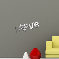 Stickers muraux, polystyrène, mot amour, effet miroir & adhésif, 600x400mm, Vendu par PC