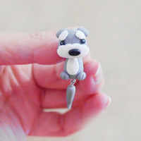 Polymer Ton Cartoon-Split-Ohrring, Edelstahl Stecker, Hund, handgemacht, 42mm, verkauft von Paar