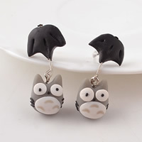 Polymer Clay Split Earring, stainless steel post pin, Chinchillas, handmade, 45mm, Sold By Pair