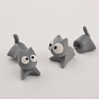 Polymer Clay Cartoon Split Earring, roestvrij staal oorbel bericht, Kat, handgemaakt, 30mm, Verkocht door pair