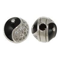 Cubic Zirconia Micro Pave Brass Beads Drum platinum plated ying yang & micro pave cubic zirconia & enamel nickel lead & cadmium free Approx 3mm Sold By Lot