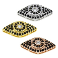 Cubic Zirconia Micro Pave Brass Connector, Horse Eye, plated, micro pave cubic zirconia & multi loops, more colors for choice, nickel, lead & cadmium free, 21x10x5mm, Hole:Approx 4.5x1mm, 10PCs/Lot, Sold By Lot