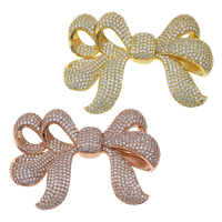 Cubic Zirconia Micro Pave Brass Connector Bowknot plated 5/5 loop & micro pave cubic zirconia nickel lead & cadmium free Approx 2mm Sold By Lot