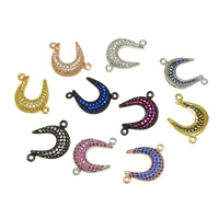 Cubic Zirconia Micro Pave Brass Connector, plated, micro pave cubic zirconia & 1/1 loop, more colors for choice, nickel, lead & cadmium free, 20x15x3.50mm, Hole:Approx 1mm, 10PCs/Lot, Sold By Lot