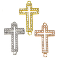 Cubic Zirconia Micro Pave Brass Connector Cross plated micro pave cubic zirconia & 1/1 loop nickel lead & cadmium free Approx 0.5mm Sold By Lot