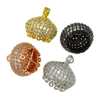 Brass Tassel Cap Bail, plated, with loop & micro pave cubic zirconia, more colors for choice, nickel, lead & cadmium free, 16x16mm, Hole:Approx 4x6mm, 1mm, 10PCs/Lot, Sold By Lot