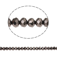 Rondelle Crystal Beads, imitation CRYSTALLIZED™ element crystal, Jet Hematite 2x, 8x6mm, Hole:Approx 2mm, Length:Approx 17 Inch, 10Strands/Bag, Sold By Bag