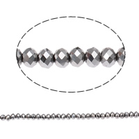 Perles de cristal rondelle, imitation de cristal CRYSTALLIZED™, couleur métallique plaquée, 4x6mm, Trou:Environ 1mm, Longueur:Environ 17 pouce, 10Strandstoron/sac, Vendu par sac
