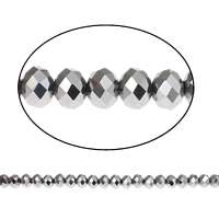Rondelle Crystal Beads, platinum color plated, imitation CRYSTALLIZED™ element crystal, 8x10mm, Hole:Approx 1.5mm, Length:Approx 22 Inch, 10Strands/Bag, Approx 72PCs/Strand, Sold By Bag