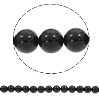 Natürliche schwarze Achat Perlen, Schwarzer Achat, rund, synthetisch, verschiedene Größen vorhanden, Bohrung:ca. 1mm, verkauft per ca. 15 ZollInch Strang