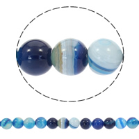 Natürliche Streifen Achat Perlen, rund, synthetisch, verschiedene Größen vorhanden, blau, Bohrung:ca. 1mm, verkauft per ca. 15 ZollInch Strang