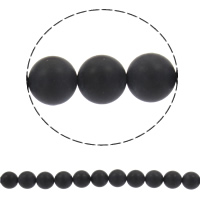 Natürliche schwarze Achat Perlen, Schwarzer Achat, rund, synthetisch, verschiedene Größen vorhanden & satiniert, Bohrung:ca. 1mm, verkauft per ca. 15 ZollInch Strang