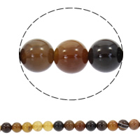 Natürliche Streifen Achat Perlen, rund, synthetisch, verschiedene Größen vorhanden, Kaffeefarbe, Bohrung:ca. 1mm, verkauft per ca. 15 ZollInch Strang