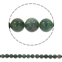Naturlige Moss agat perler, Moss Agate, Runde, syntetisk, forskellig størrelse for valg, Hole:Ca. 1mm, Solgt Per Ca. 14.5 inch Strand