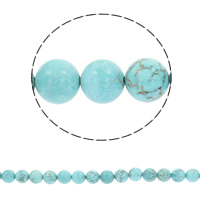 Türkis Perlen, Synthetische Türkis, rund, verschiedene Größen vorhanden, blau, Bohrung:ca. 1mm, verkauft per ca. 15 ZollInch Strang