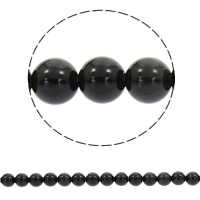 Schwarze Obsidian Perlen, Schwarzer Obsidian, rund, synthetisch, verschiedene Größen vorhanden, Bohrung:ca. 1mm, verkauft per ca. 15 ZollInch Strang