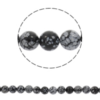 Schneeflocke Obsidian Perle, rund, synthetisch, verschiedene Größen vorhanden, Bohrung:ca. 1mm, verkauft per ca. 15 ZollInch Strang