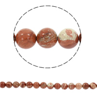 Jaspis Brecciated Perle, rund, synthetisch, verschiedene Größen vorhanden, Bohrung:ca. 1mm, verkauft per ca. 15 ZollInch Strang