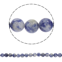 Blauer Tupfen Stein Perlen, blauer Punkt, rund, synthetisch, verschiedene Größen vorhanden, Bohrung:ca. 1mm, verkauft per ca. 15 ZollInch Strang