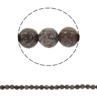 Schneeflocke Obsidian, rund, synthetisch, verschiedene Größen vorhanden, Kaffeefarbe, Bohrung:ca. 1mm, verkauft per ca. 15.5 ZollInch Strang