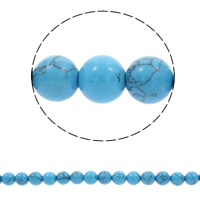 Türkis Perlen, Synthetische Türkis, rund, verschiedene Größen vorhanden, blau, Bohrung:ca. 1mm, verkauft per ca. 14.5 ZollInch Strang