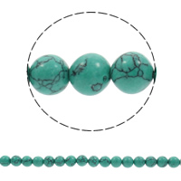 Türkis Perlen, Synthetische Türkis, rund, verschiedene Größen vorhanden, grün, Bohrung:ca. 1mm, verkauft per ca. 15.5 ZollInch Strang