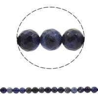 Sodalith Perlen, Sosalith, rund, synthetisch, verschiedene Größen vorhanden & facettierte, Bohrung:ca. 1mm, verkauft per ca. 13.5 ZollInch Strang