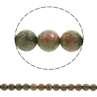 Unakite Perle, rund, synthetisch, facettierte, 4mm, Bohrung:ca. 1mm, ca. 98PCs/Strang, verkauft per ca. 15.5 ZollInch Strang
