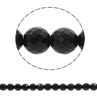 Natürliche schwarze Achat Perlen, Schwarzer Achat, rund, synthetisch, verschiedene Größen vorhanden & facettierte, Bohrung:ca. 1mm, verkauft per ca. 15 ZollInch Strang