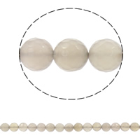 Grauer Achat Perle, rund, synthetisch, facettierte, Bohrung:ca. 1mm, verkauft per ca. 14.5 ZollInch Strang