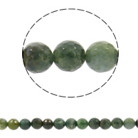 Natural Moss Agate Beads, Round, different size for choice & faceted, Hole:Approx 1mm, Sold Per Approx 15 Inch Strand